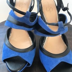 Vibrant Blue and Black Jessica Simpson heels
